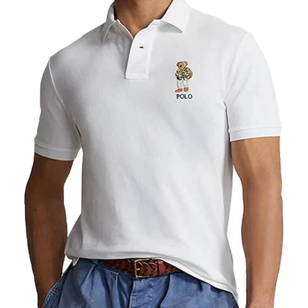 Polo Ralph Lauren Boy's White Beach Club Bear Polo Shirt - Size XL (18-20)